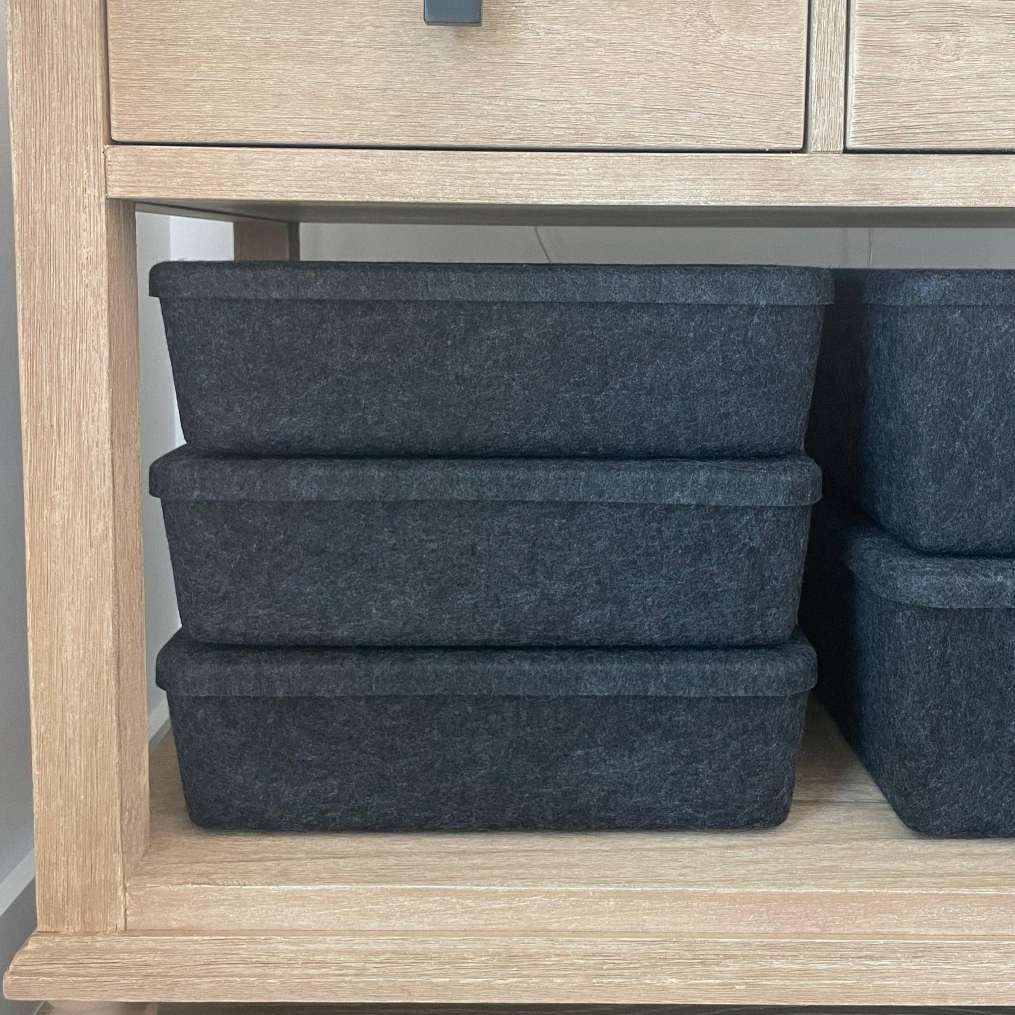 The Sculpted Bin - Long with Lid | Set of 3 - thewrightstore