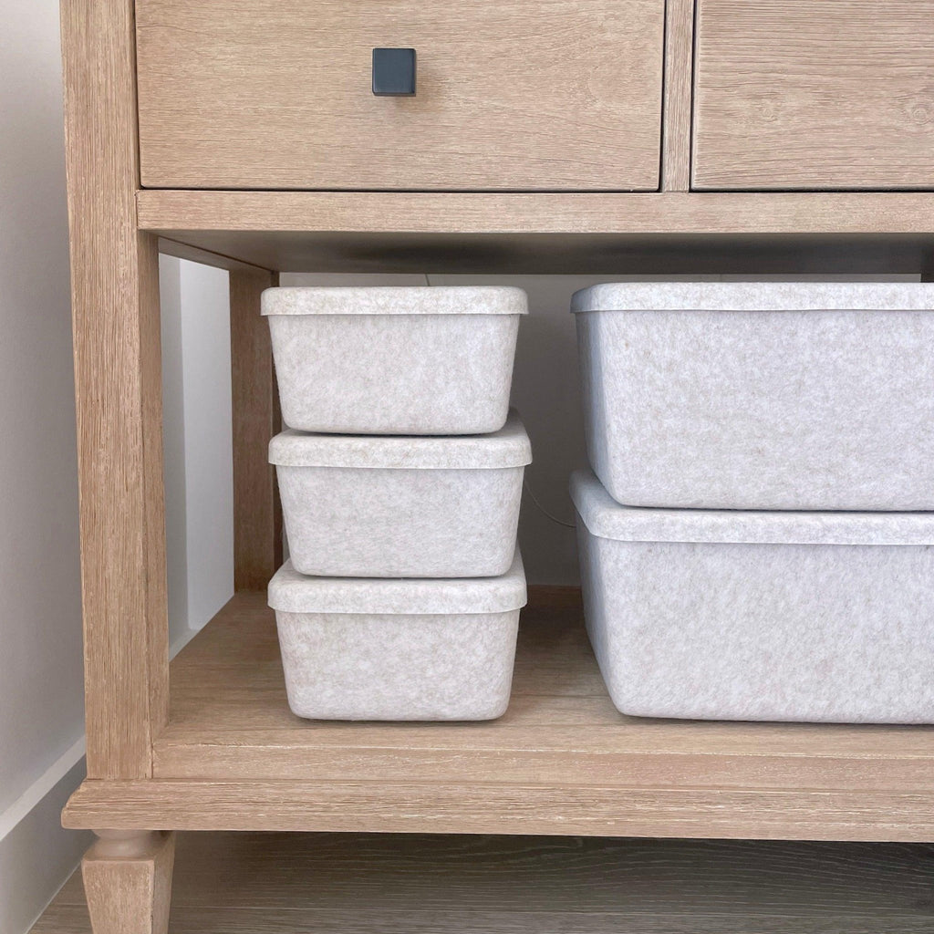 The Sculpted Bin - Long with Lid | Set of 3 - thewrightstore