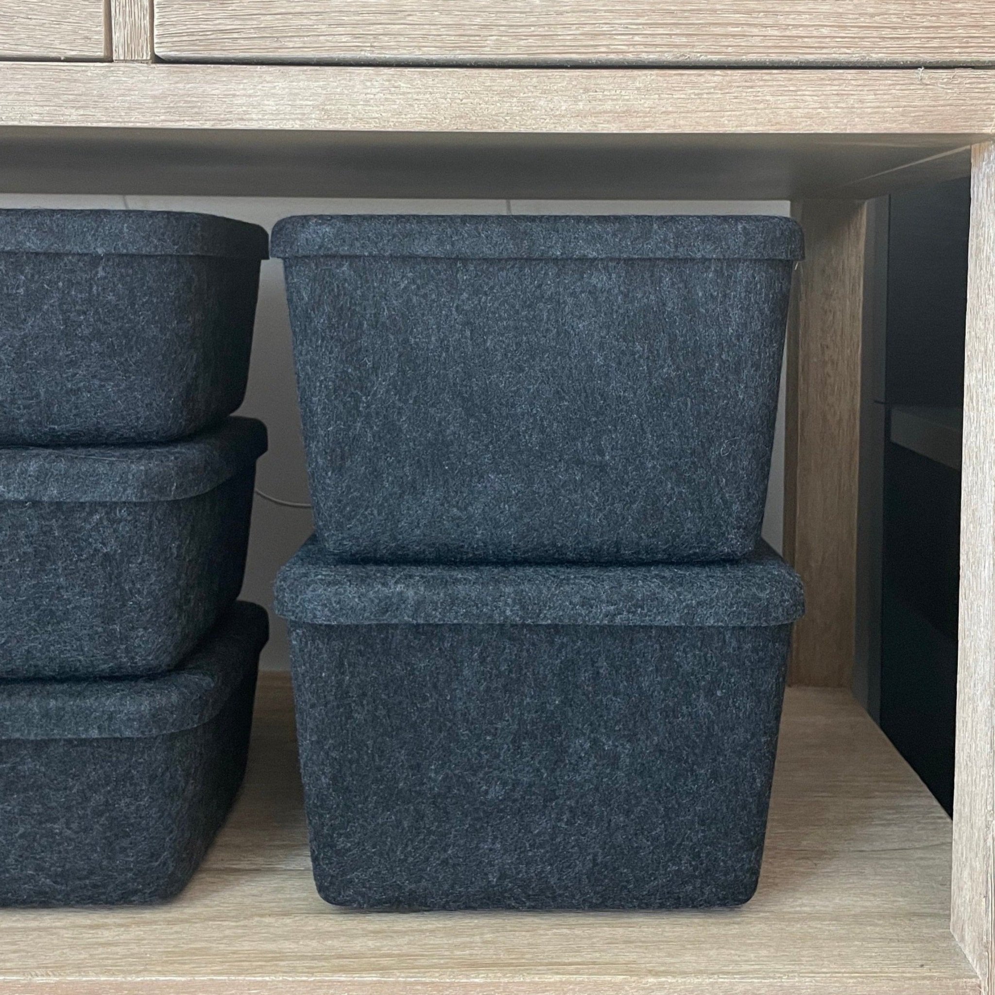 The Sculpted Bin - Wide with Lid | Set of 3 - thewrightstore