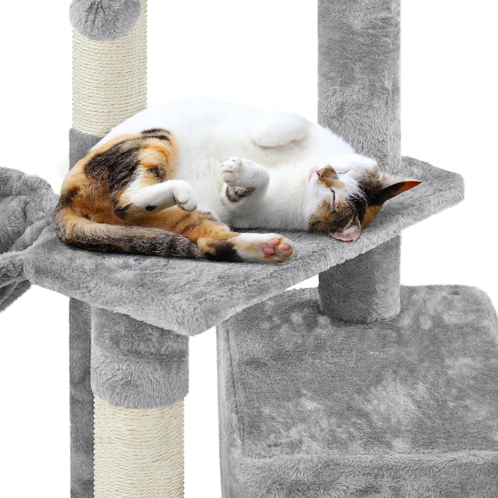 Topeakmart 34-Inch Cat Tree with Plush Cover, Condo, Platform, and Basket for Indoor Kittens and Cats - thewrightstore