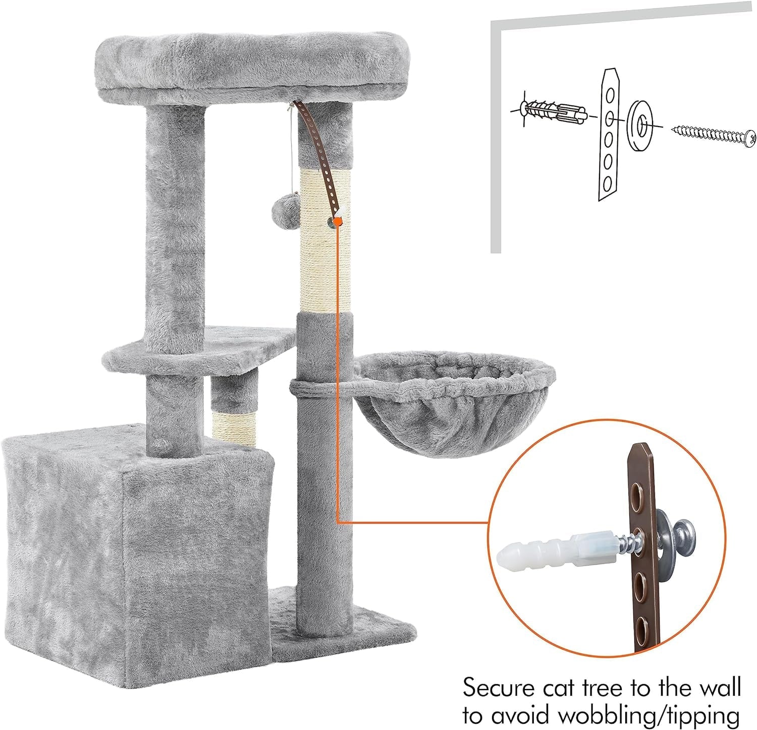 Topeakmart 34-Inch Cat Tree with Plush Cover, Condo, Platform, and Basket for Indoor Kittens and Cats - thewrightstore
