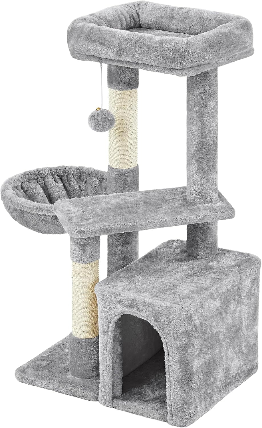 Topeakmart 34-Inch Cat Tree with Plush Cover, Condo, Platform, and Basket for Indoor Kittens and Cats - thewrightstore