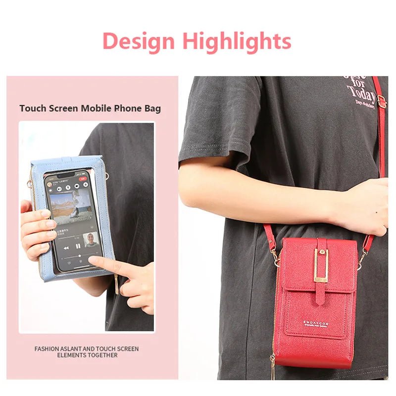 Touch Screen Cell Phone Women Bags Soft Leather Wallets Hand Purses Crossbody Bags for Women Small Handbag Cheap Women'S Bags - thewrightstore