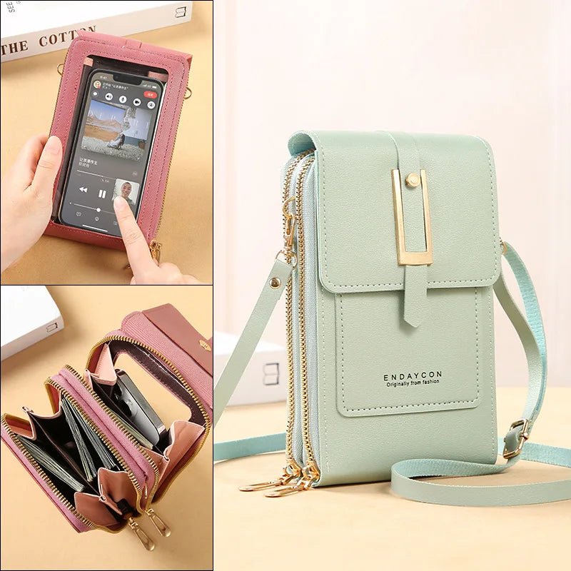 Touch Screen Cell Phone Women Bags Soft Leather Wallets Hand Purses Crossbody Bags for Women Small Handbag Cheap Women'S Bags - thewrightstore