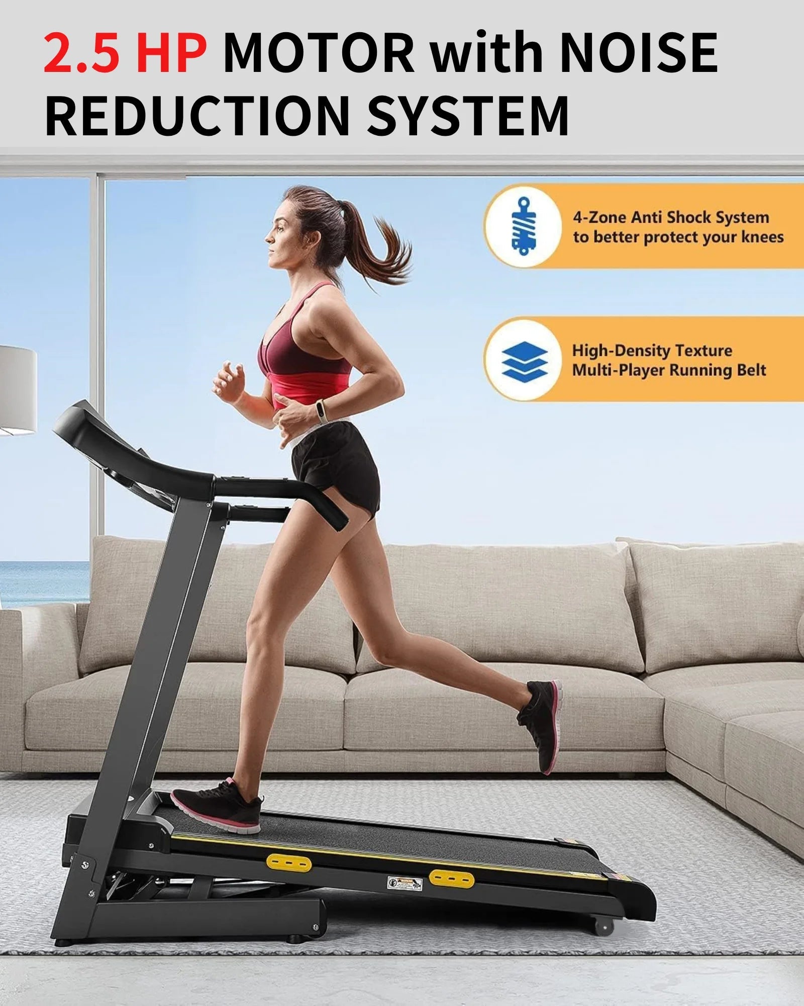 Treadmill with Incline Folding with 12 Level Automatic Incline 2.5Hp Power 8.5Mhp Speed Running Machine 15 Preset Training Program Electric Treadmill for Home Use - thewrightstore