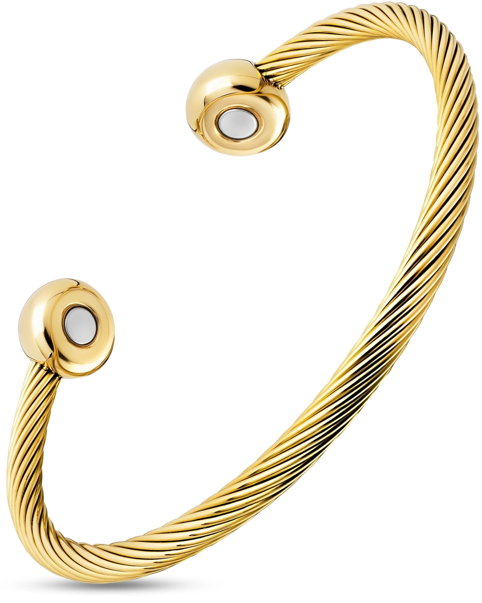 Twisted Cable Magnetic Bracelet Cuff (Gold) - thewrightstore