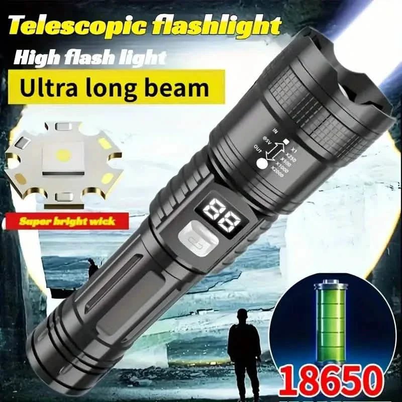 Ultra - Bright Tactical LED Flashlight – 3 Modes, USB Rechargeable, 600 Lumen, Outdoor, Hiking & Camping - thewrightstore