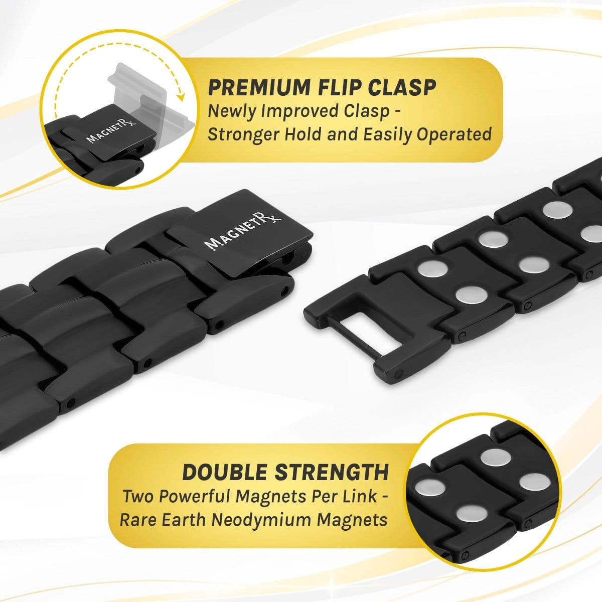 Ultra Strength Magnetic Therapy Bracelet Black Classic - thewrightstore