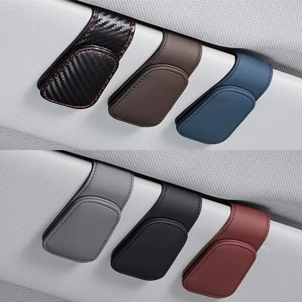 Universal Car Auto Sun Visor Eyeglass Hanger Clip Leather Glasses Holder Magnetic Multi - Function Automobile Accessories Storage - thewrightstore