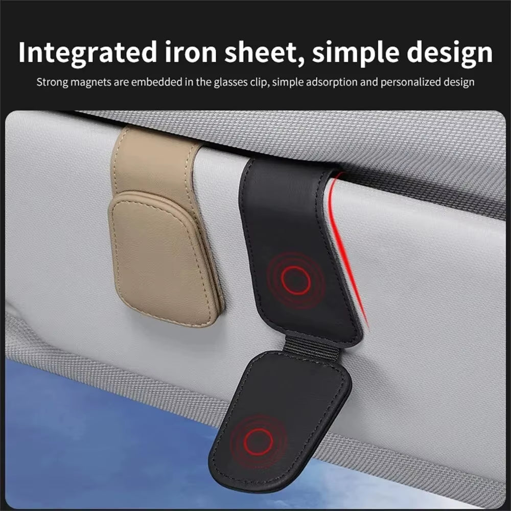 Universal Car Auto Sun Visor Eyeglass Hanger Clip Leather Glasses Holder Magnetic Multi - Function Automobile Accessories Storage - thewrightstore