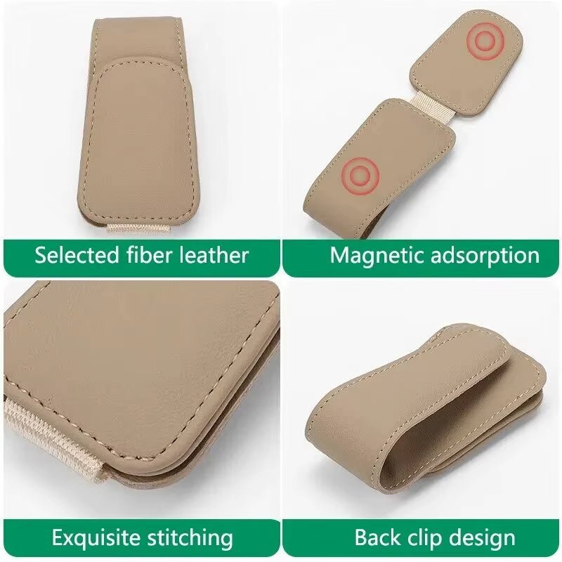 Universal Car Auto Sun Visor Eyeglass Hanger Clip Leather Glasses Holder Magnetic Multi - Function Automobile Accessories Storage - thewrightstore