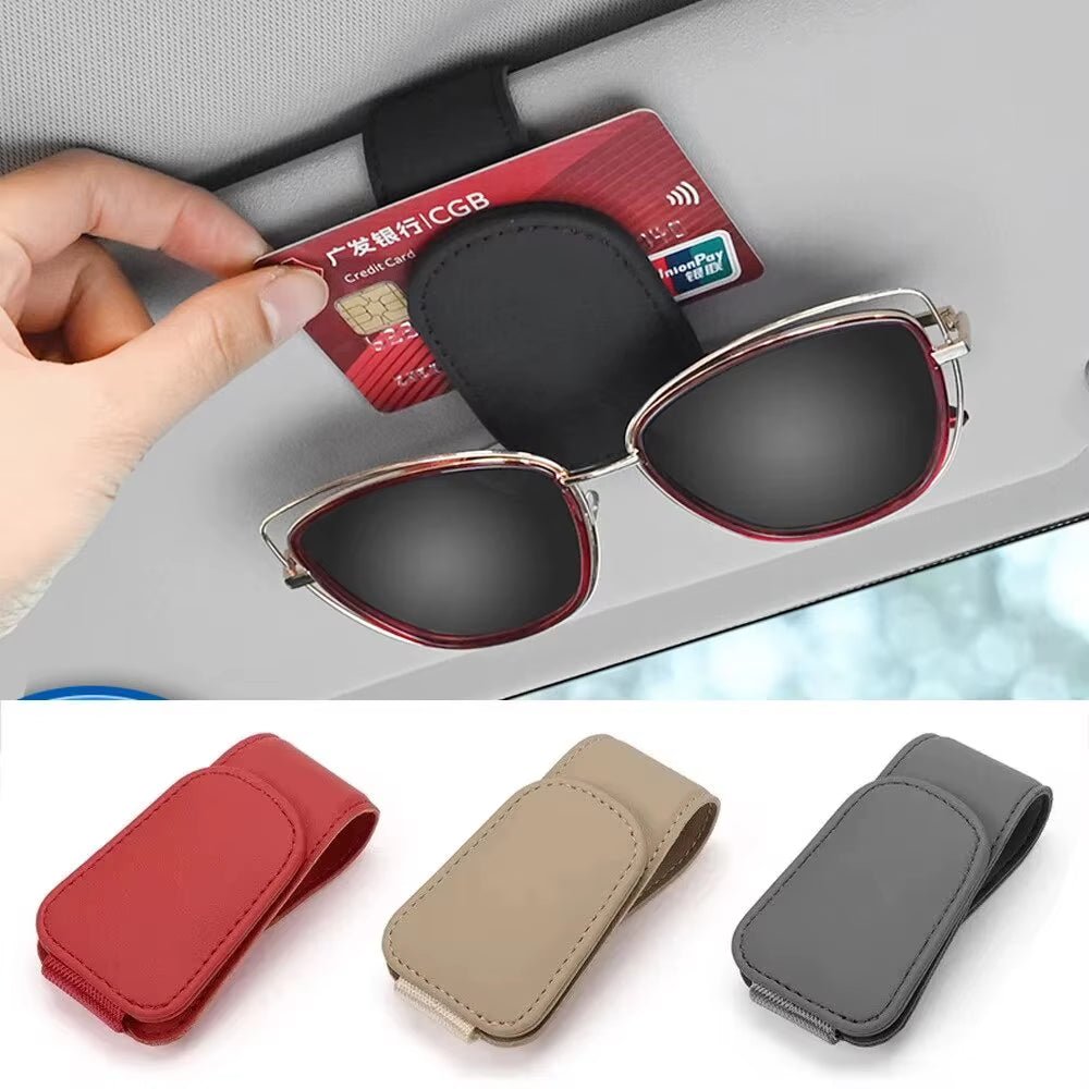 Universal Car Auto Sun Visor Eyeglass Hanger Clip Leather Glasses Holder Magnetic Multi - Function Automobile Accessories Storage - thewrightstore