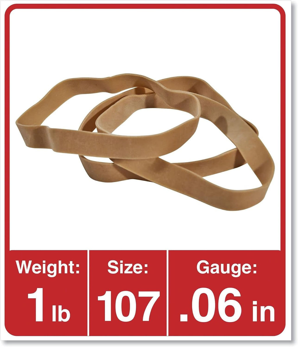 Universal Rubber Bands, Size 107 (7 x 5/8 inches), 40 Bands per 1 lb Pack, Beige - thewrightstore