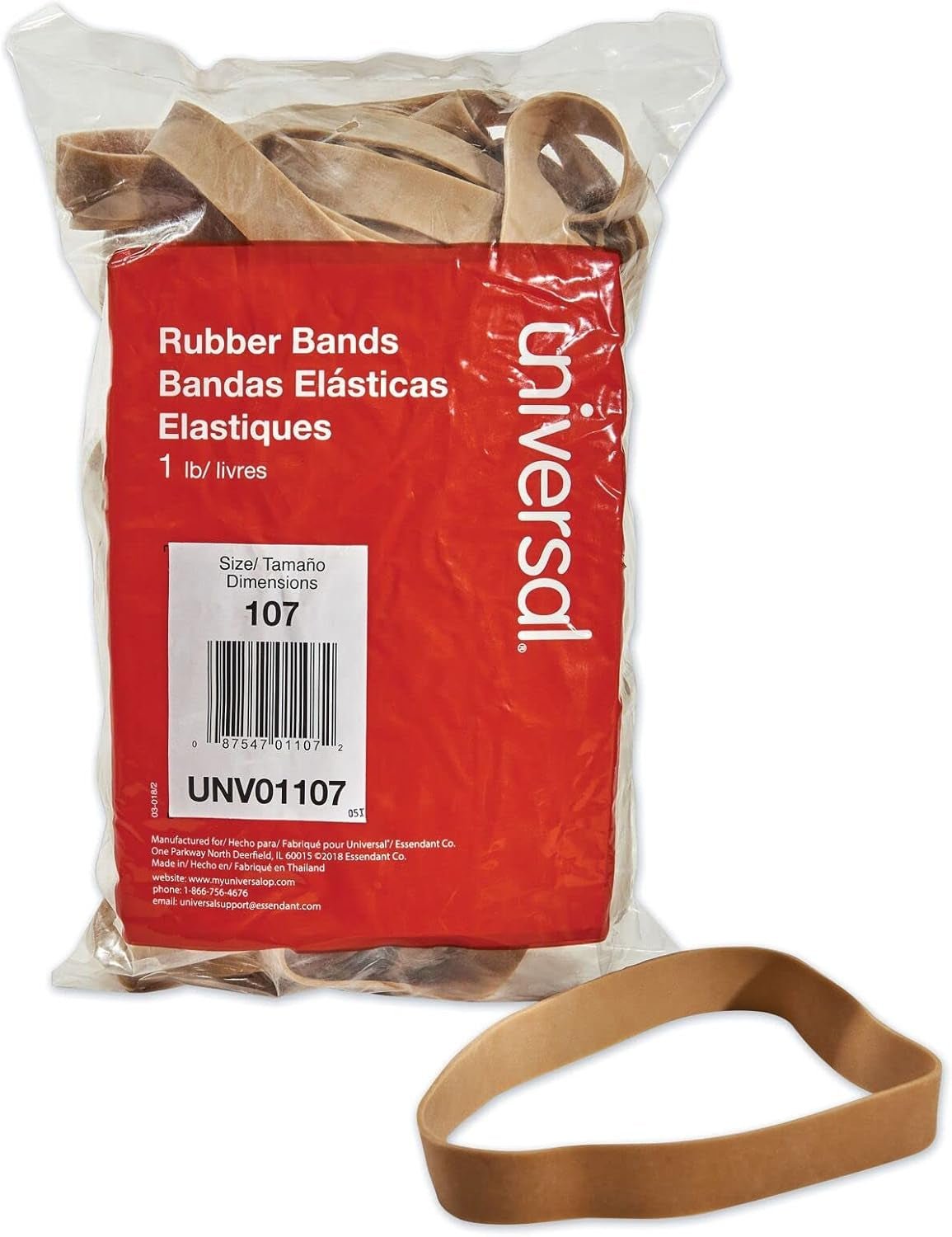 Universal Rubber Bands, Size 107 (7 x 5/8 inches), 40 Bands per 1 lb Pack, Beige - thewrightstore