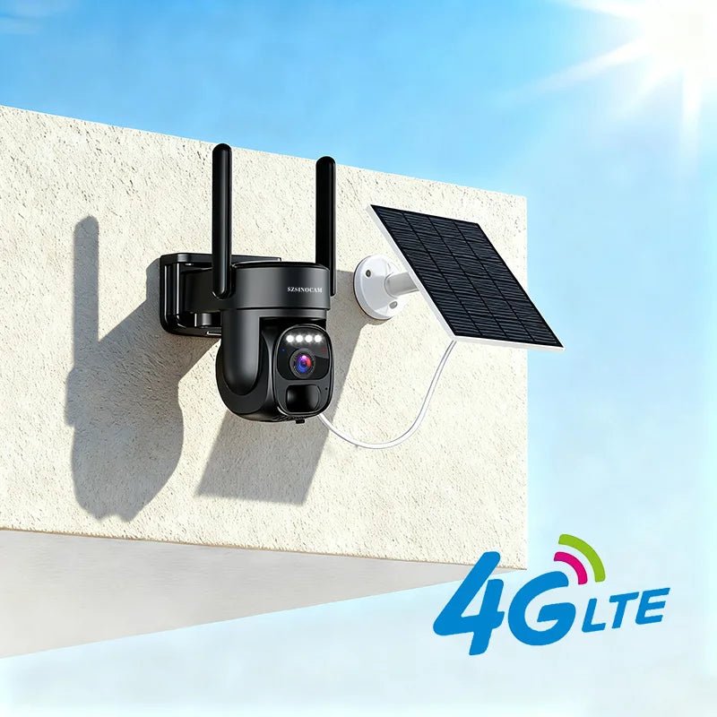 US 4G Solar-Powered Charging Camera Outdoor Surveillance Camera Black Human Detection Night Vision Security Camera - thewrightstore