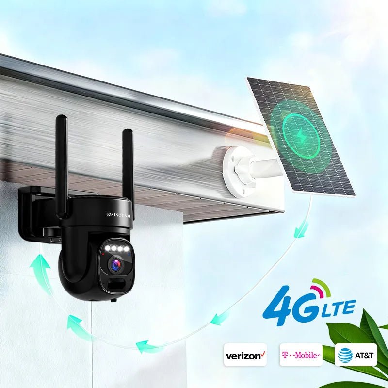 US 4G Solar-Powered Charging Camera Outdoor Surveillance Camera Black Human Detection Night Vision Security Camera - thewrightstore