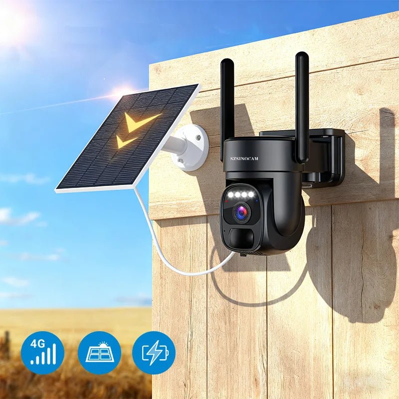 US 4G Solar-Powered Charging Camera Outdoor Surveillance Camera Black Human Detection Night Vision Security Camera - thewrightstore