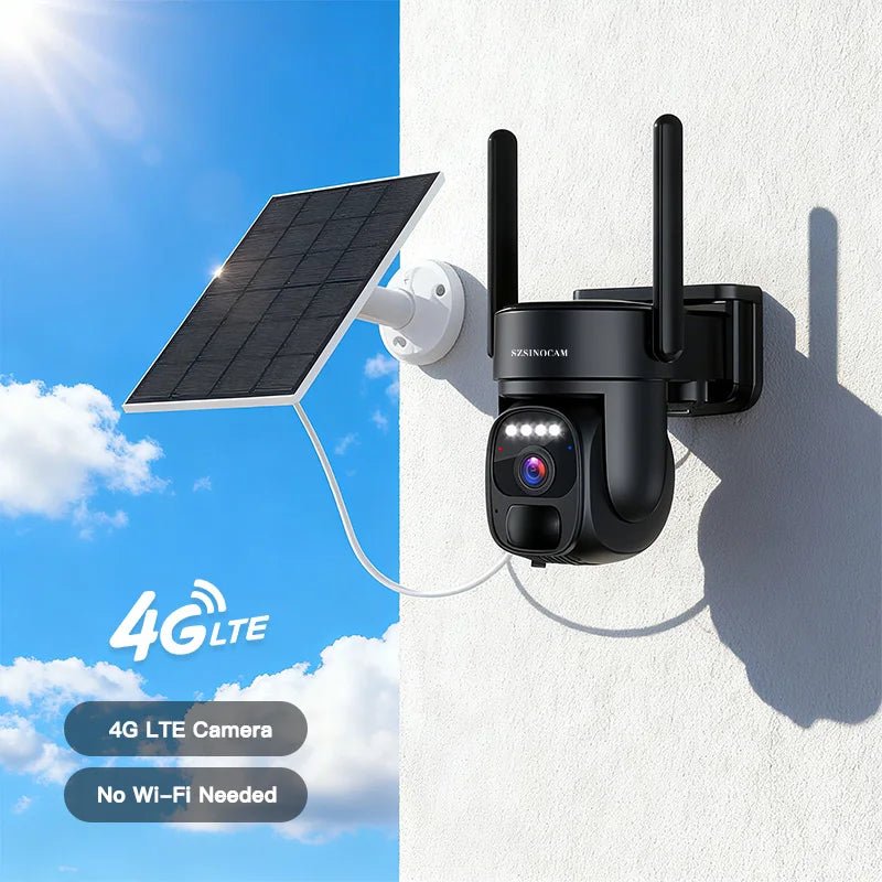 US 4G Solar-Powered Charging Camera Outdoor Surveillance Camera Black Human Detection Night Vision Security Camera - thewrightstore