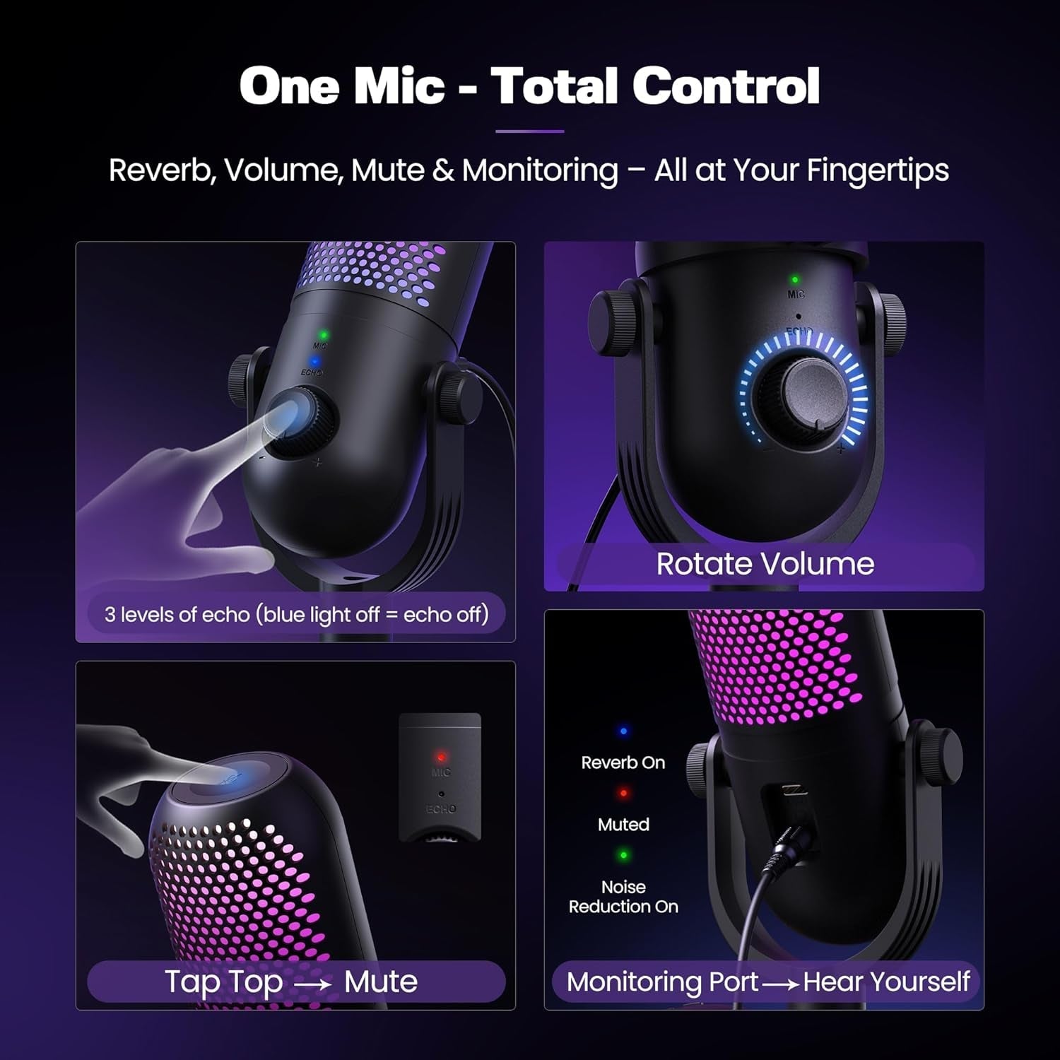 USB Microphone for PC Gaming: Condenser Microphone with RGB - thewrightstore