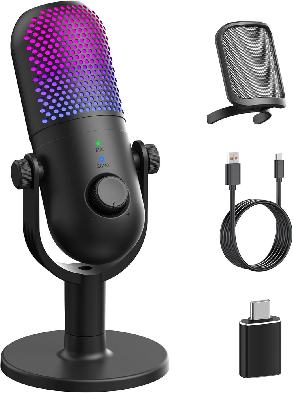 USB Microphone for PC Gaming: Condenser Microphone with RGB - thewrightstore