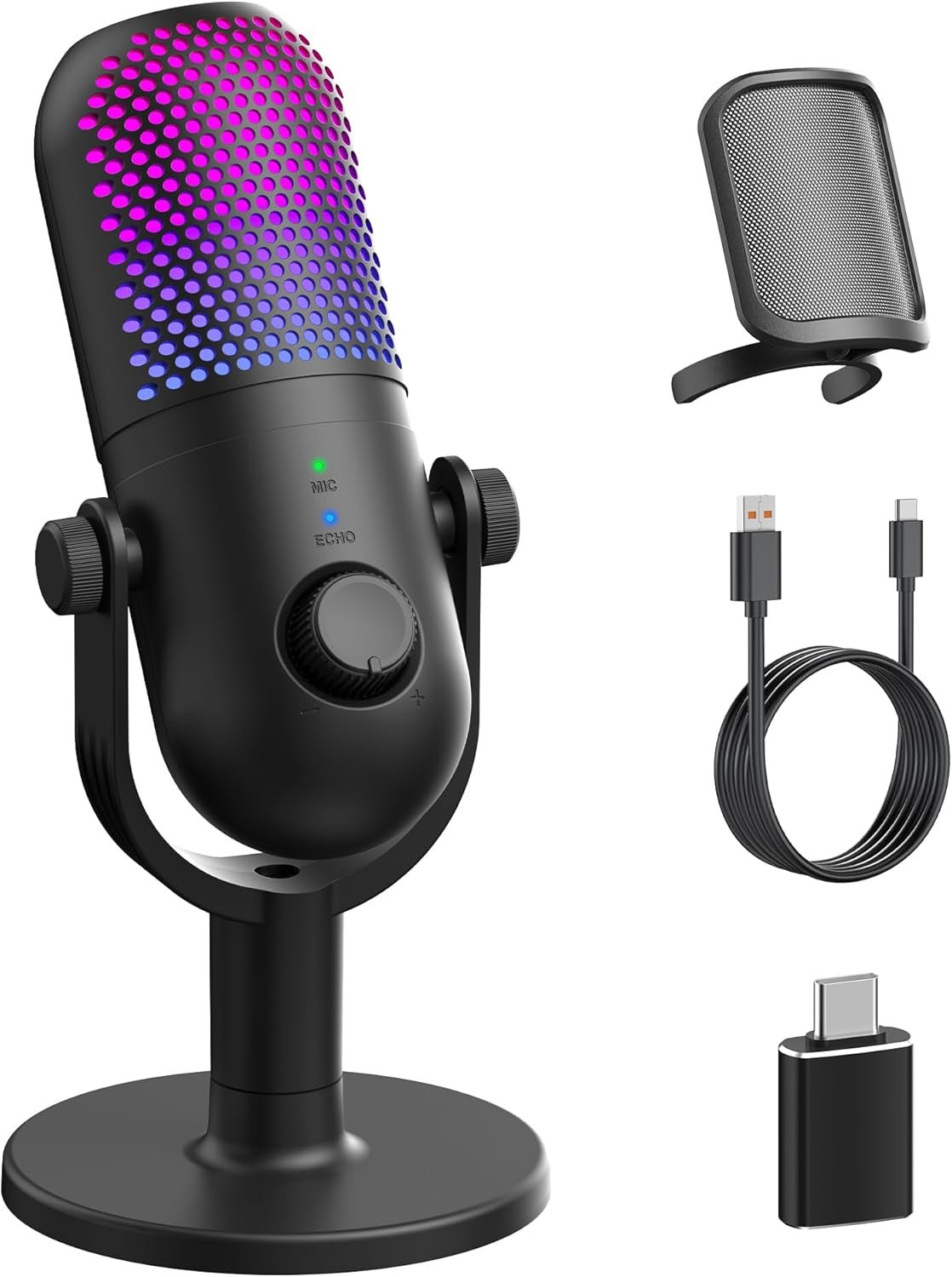 USB Microphone for PC Gaming: Condenser Microphone with RGB - thewrightstore