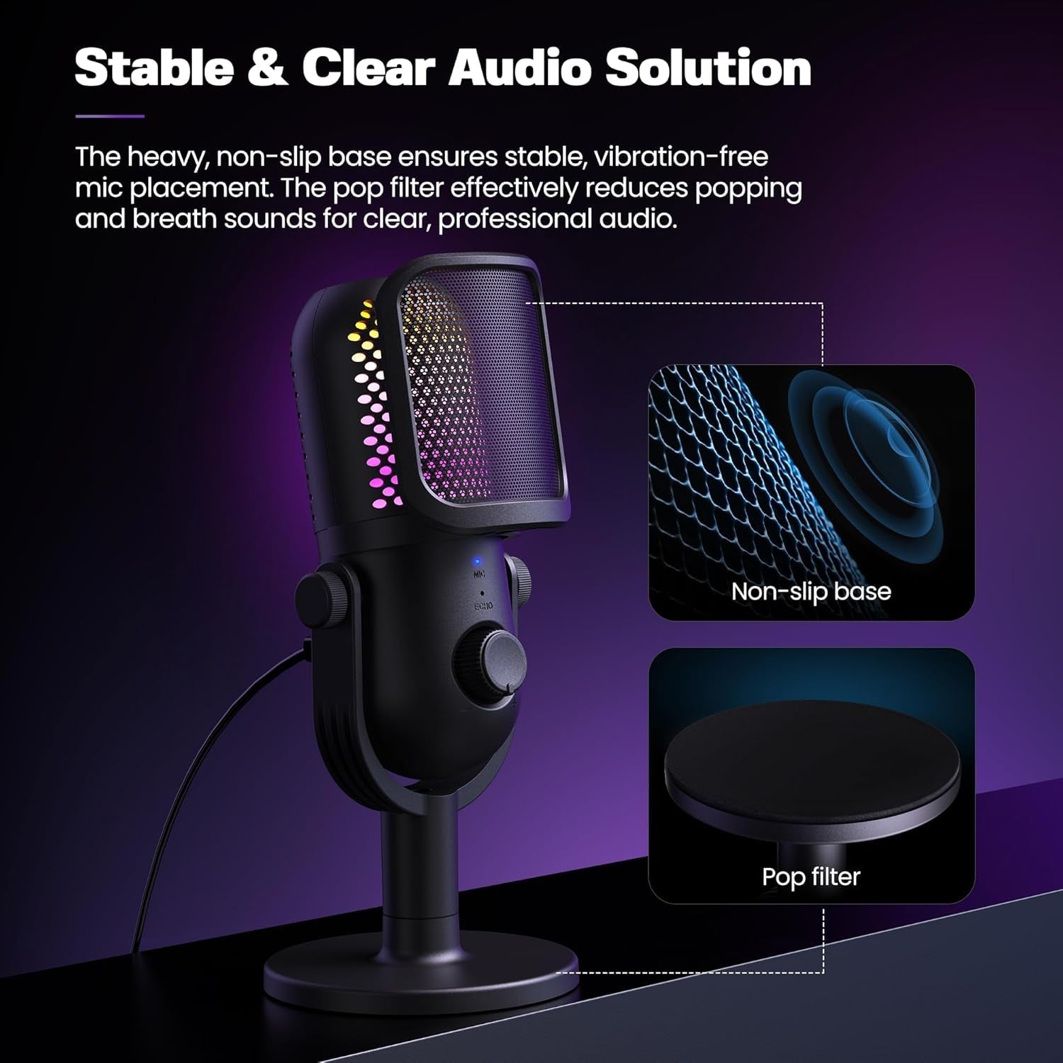 USB Microphone for PC Gaming: Condenser Microphone with RGB - thewrightstore