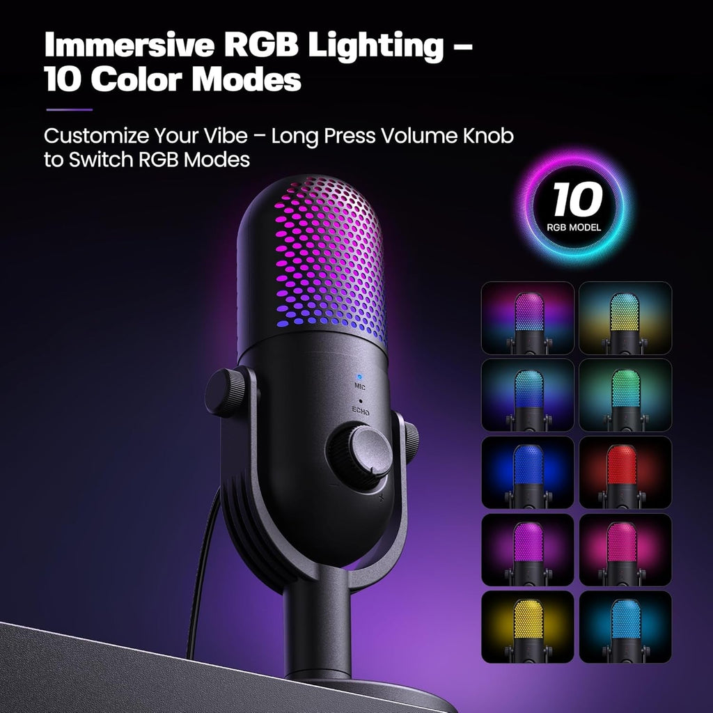 USB Microphone for PC Gaming: Condenser Microphone with RGB - thewrightstore