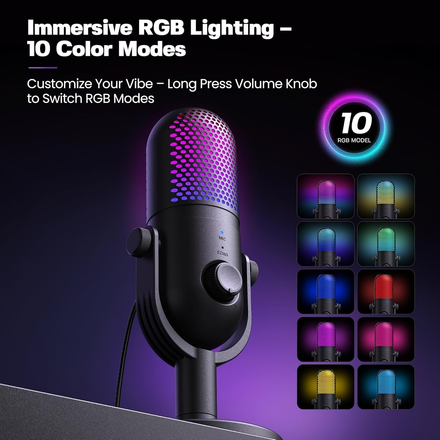 USB Microphone for PC Gaming: Condenser Microphone with RGB - thewrightstore