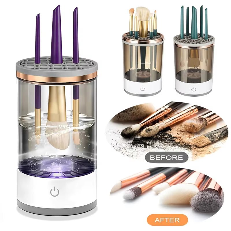 USB Plug Electric Makeup Brush Cleaner Makeup Brush Cleaning Machine Automatic Cosmetic Brush Dryer and Cleaner with Cleaner Mat - thewrightstore