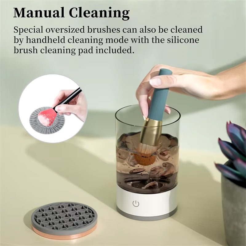 USB Plug Electric Makeup Brush Cleaner Makeup Brush Cleaning Machine Automatic Cosmetic Brush Dryer and Cleaner with Cleaner Mat - thewrightstore