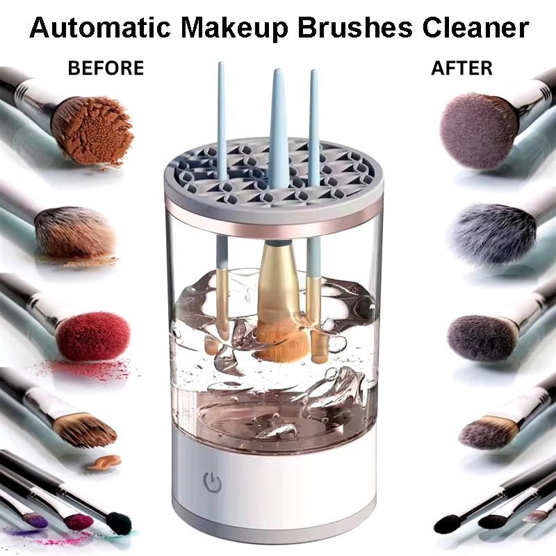 USB Plug Electric Makeup Brush Cleaner Makeup Brush Cleaning Machine Automatic Cosmetic Brush Dryer and Cleaner with Cleaner Mat - thewrightstore