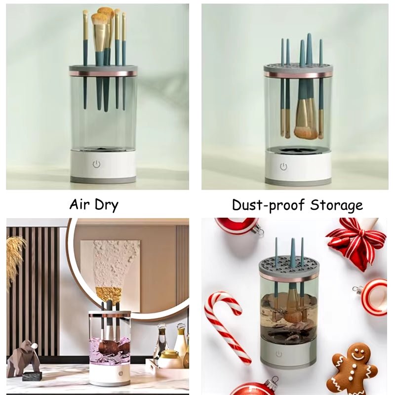 USB Plug Electric Makeup Brush Cleaner Makeup Brush Cleaning Machine Automatic Cosmetic Brush Dryer and Cleaner with Cleaner Mat - thewrightstore