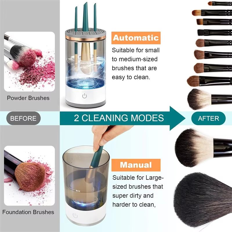USB Plug Electric Makeup Brush Cleaner Makeup Brush Cleaning Machine Automatic Cosmetic Brush Dryer and Cleaner with Cleaner Mat - thewrightstore