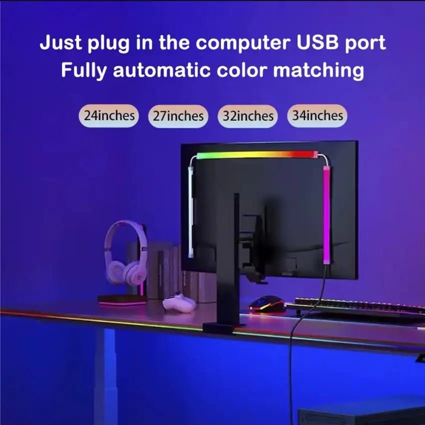 USB RGBIC LED Strip Lights for PC Monitor, App Controlled Gaming Backlight with Music Sync, 24 to 34 Inch Computer Screen LED Lighting for Gaming Room Decor - thewrightstore