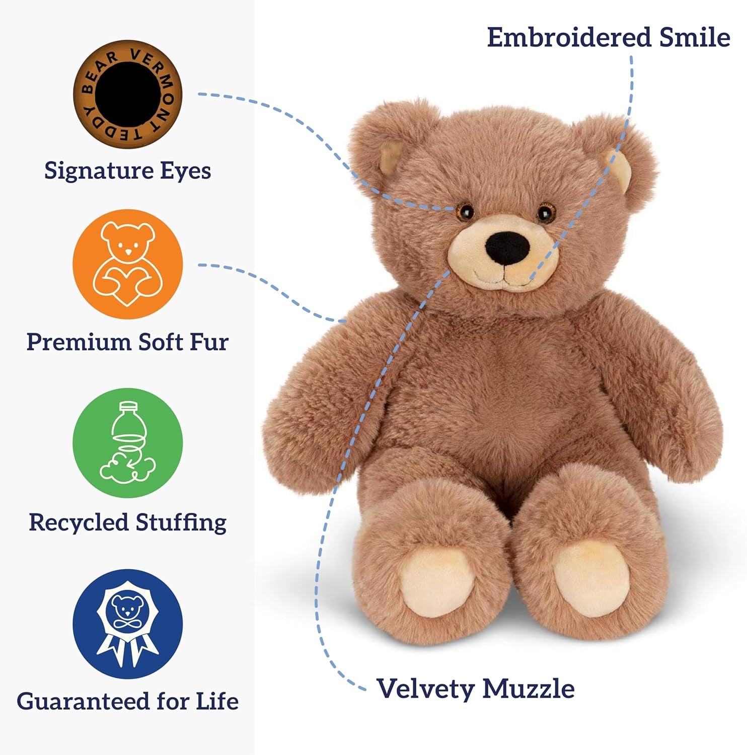 Vermont Teddy Bear 18 - Inch Plush Brown Bear | Soft Stuffed Animal Ideal for Easter | Comforting Companion for Sleep | Thoughtful Romantic Gift for Her | Made in the USA - thewrightstore