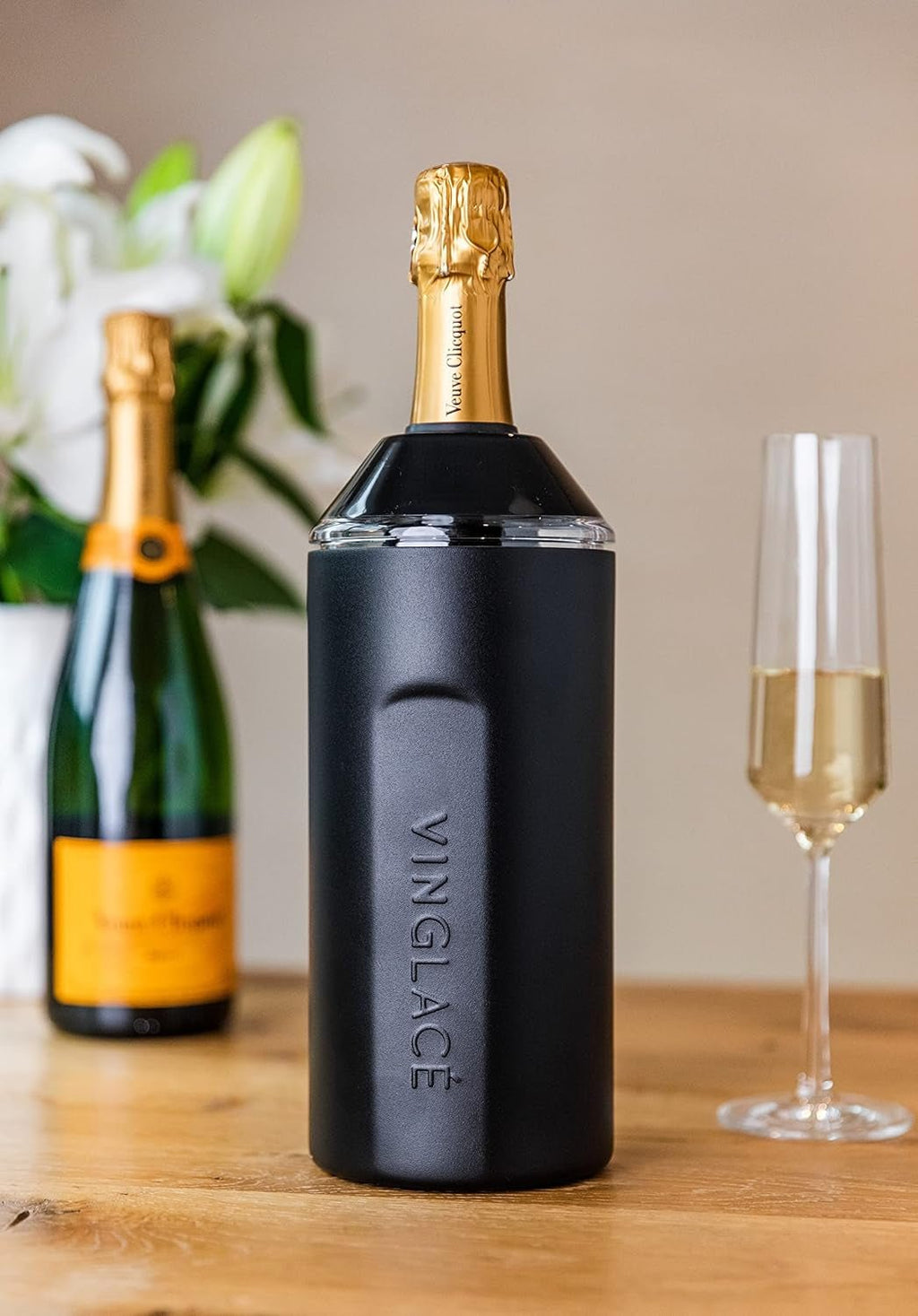 Vinglacé Portable Wine Bottle Chiller - Stainless Steel Champagne Insulator - Black Wine Cooler Sleeve for Optimal Temperature Maintenance - thewrightstore