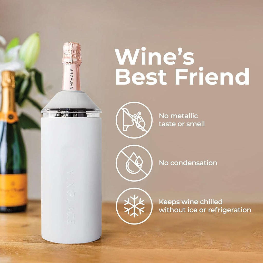 Vinglacé Portable Wine Bottle Chiller - Stainless Steel Champagne Insulator - Black Wine Cooler Sleeve for Optimal Temperature Maintenance - thewrightstore