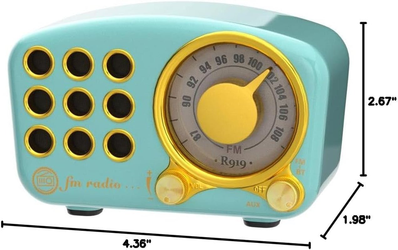 Vintage Bluetooth Speaker with FM Radio, Enhanced Bass, High Volume, Bluetooth 5.0 Connectivity, TF Card and MP3 Playback (Blue) - thewrightstore