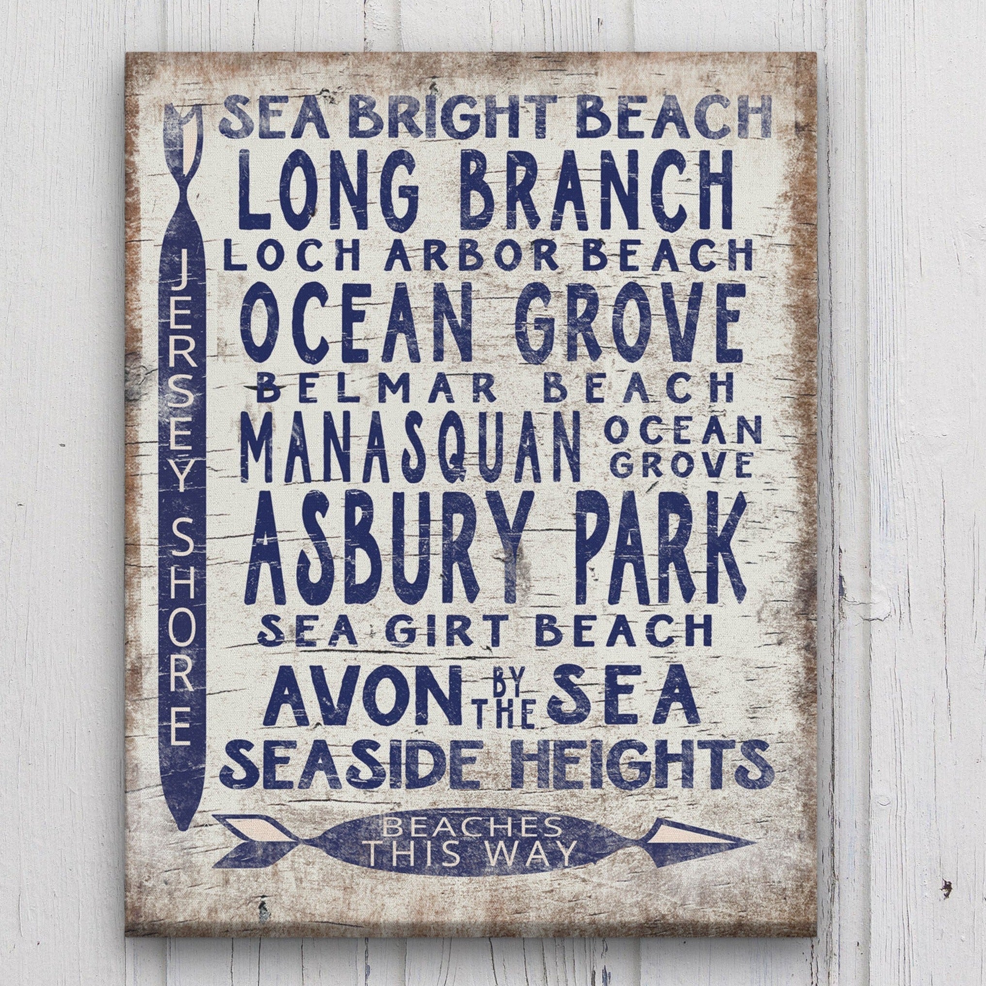 Vintage Jersey Shore Beach Sign | Asbury park, Sea Girt, Manasquan, Seaside Heights - thewrightstore