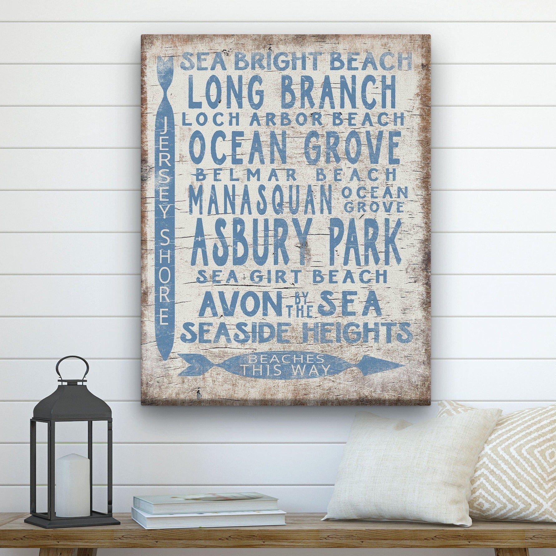 Vintage Jersey Shore Beach Sign | Asbury park, Sea Girt, Manasquan, Seaside Heights - thewrightstore