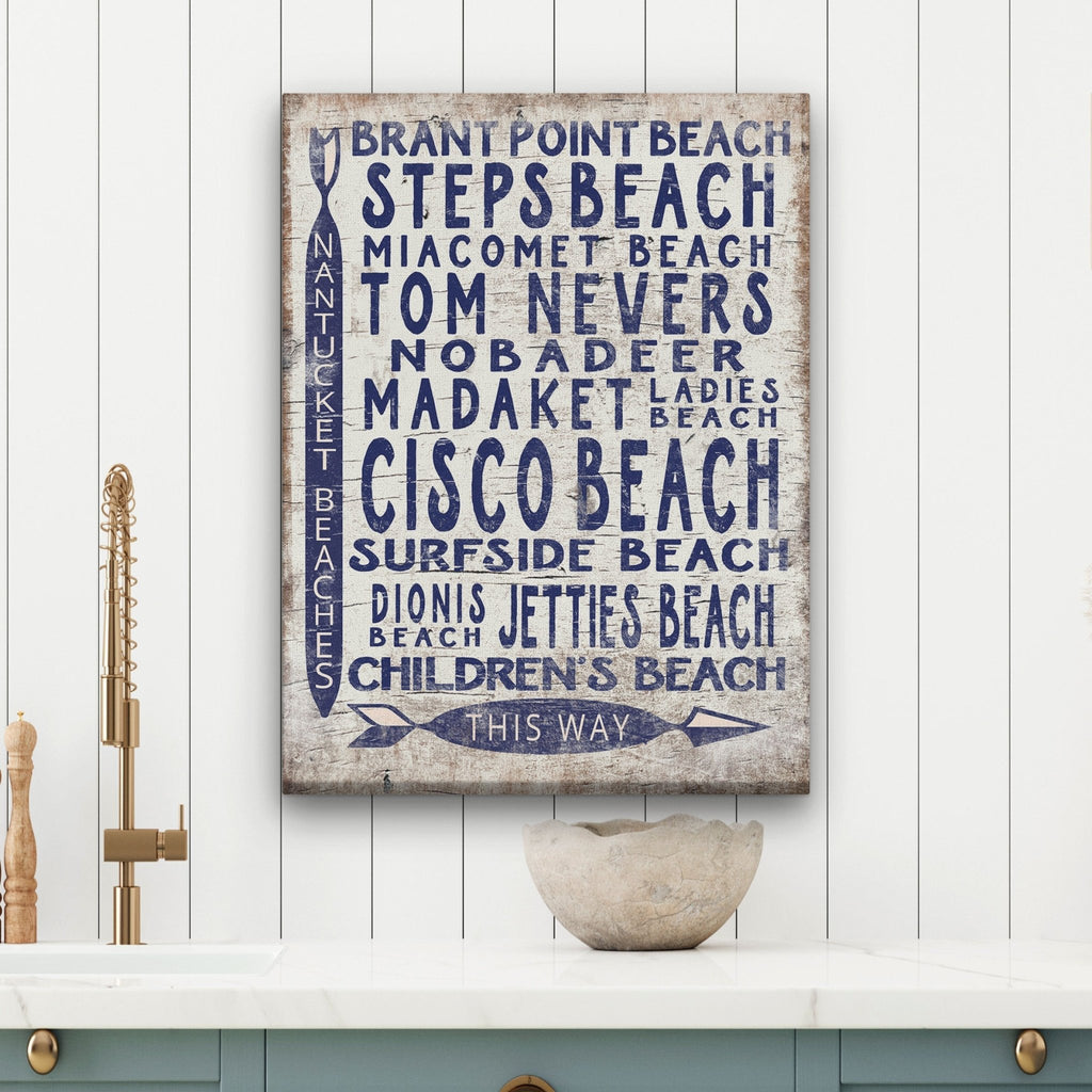 Vintage Nantucket Beaches Sign | Cisco Steps Madaket Surfside Beaches - thewrightstore