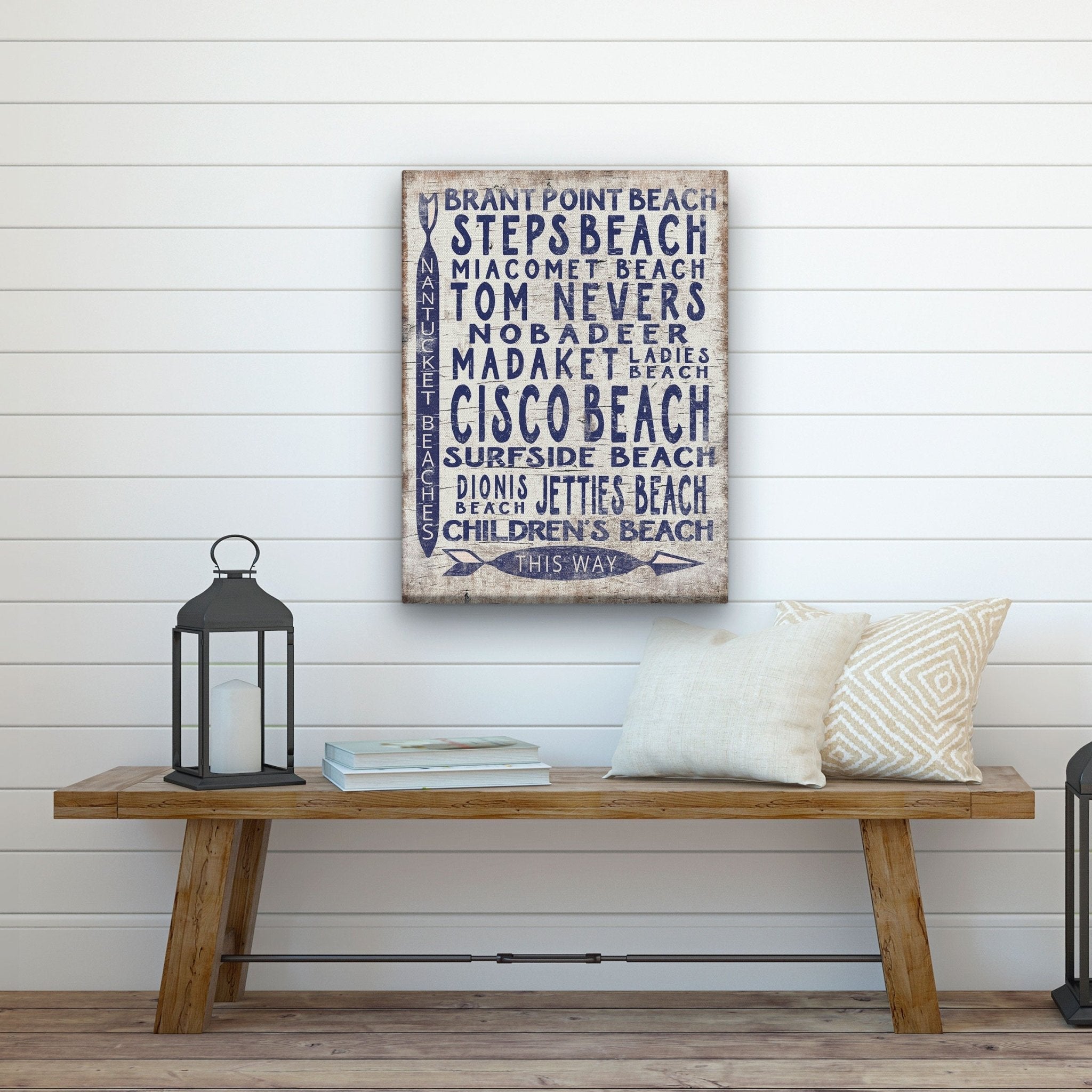 Vintage Nantucket Beaches Sign | Cisco Steps Madaket Surfside Beaches - thewrightstore