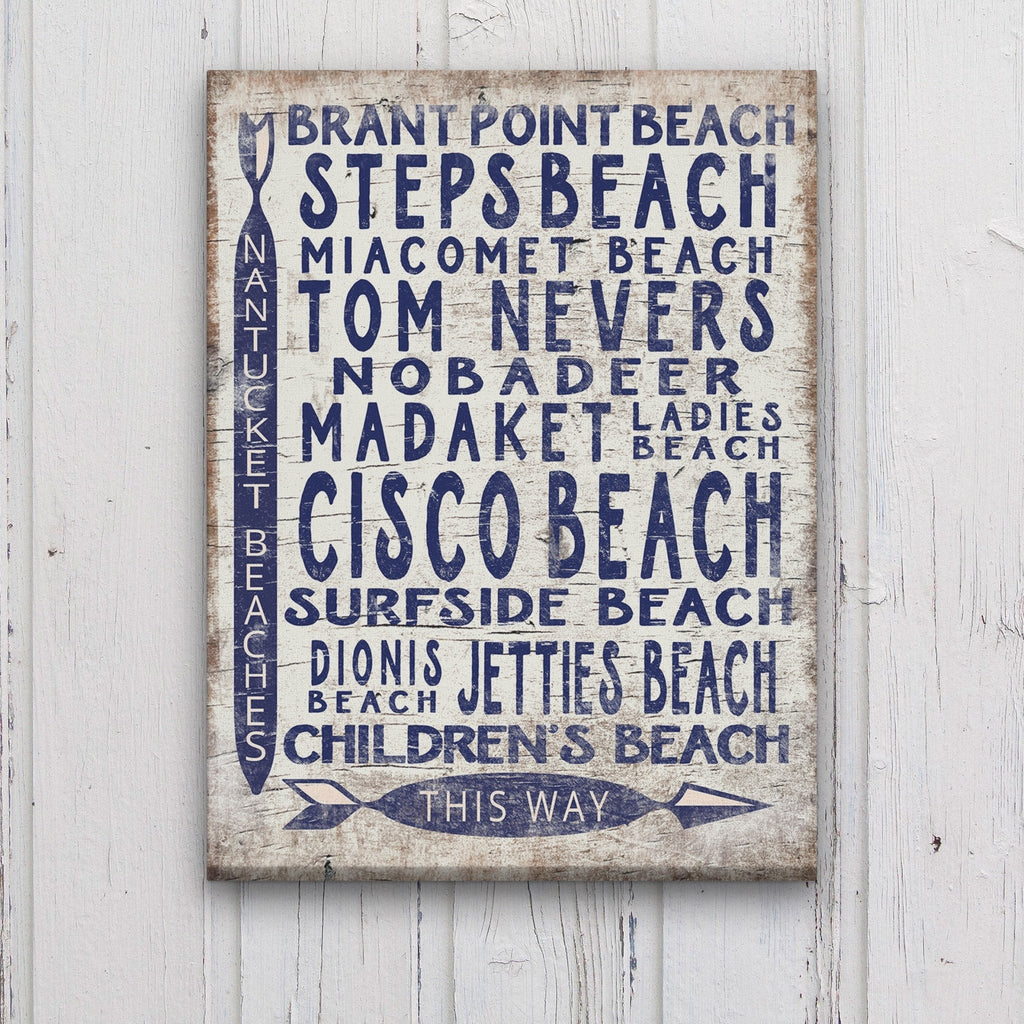 Vintage Nantucket Beaches Sign | Cisco Steps Madaket Surfside Beaches - thewrightstore