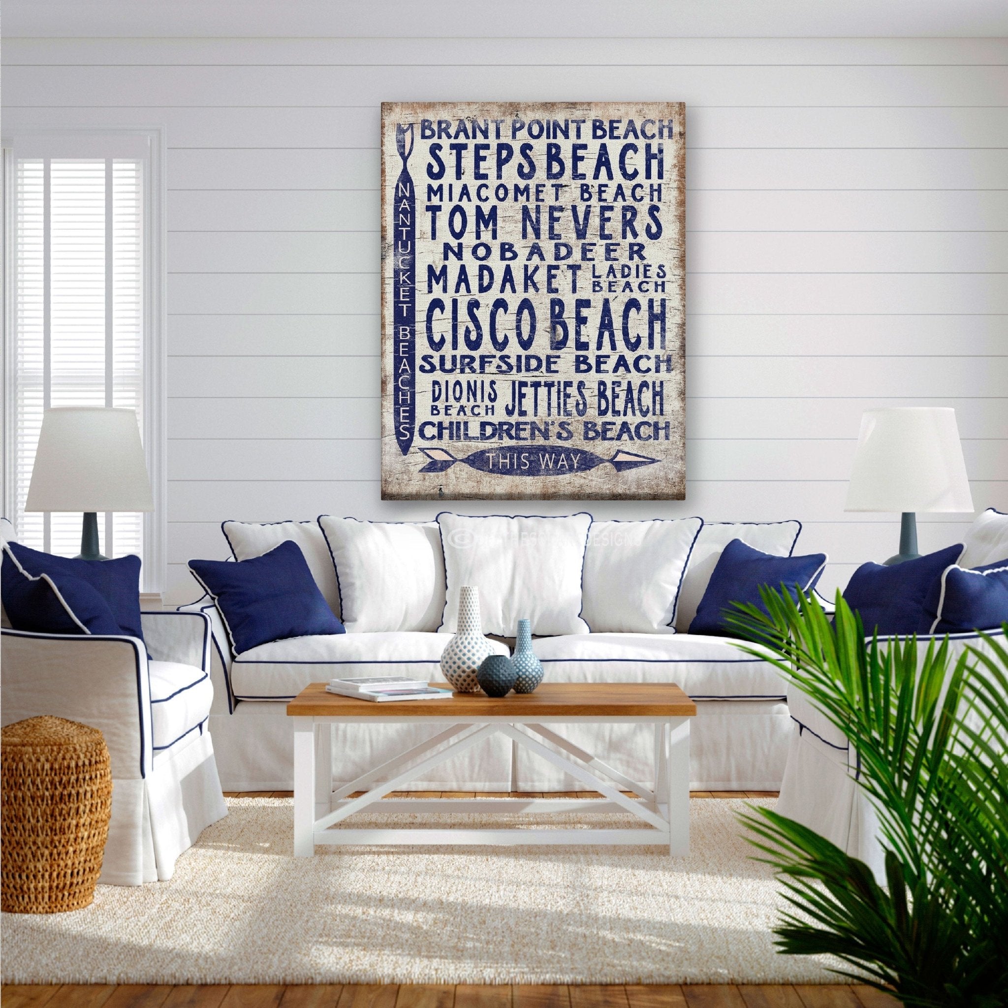 Vintage Nantucket Beaches Sign | Cisco Steps Madaket Surfside Beaches - thewrightstore