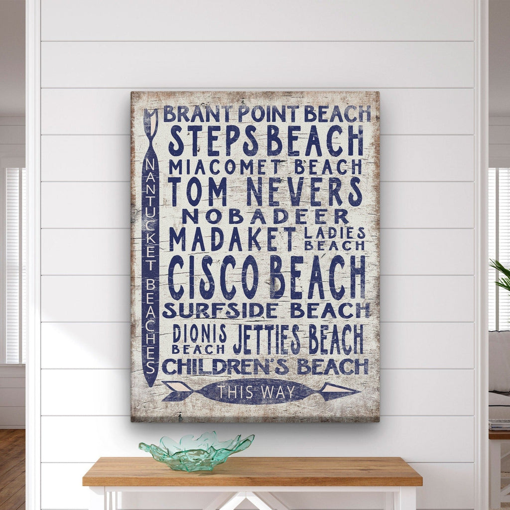 Vintage Nantucket Beaches Sign | Cisco Steps Madaket Surfside Beaches - thewrightstore