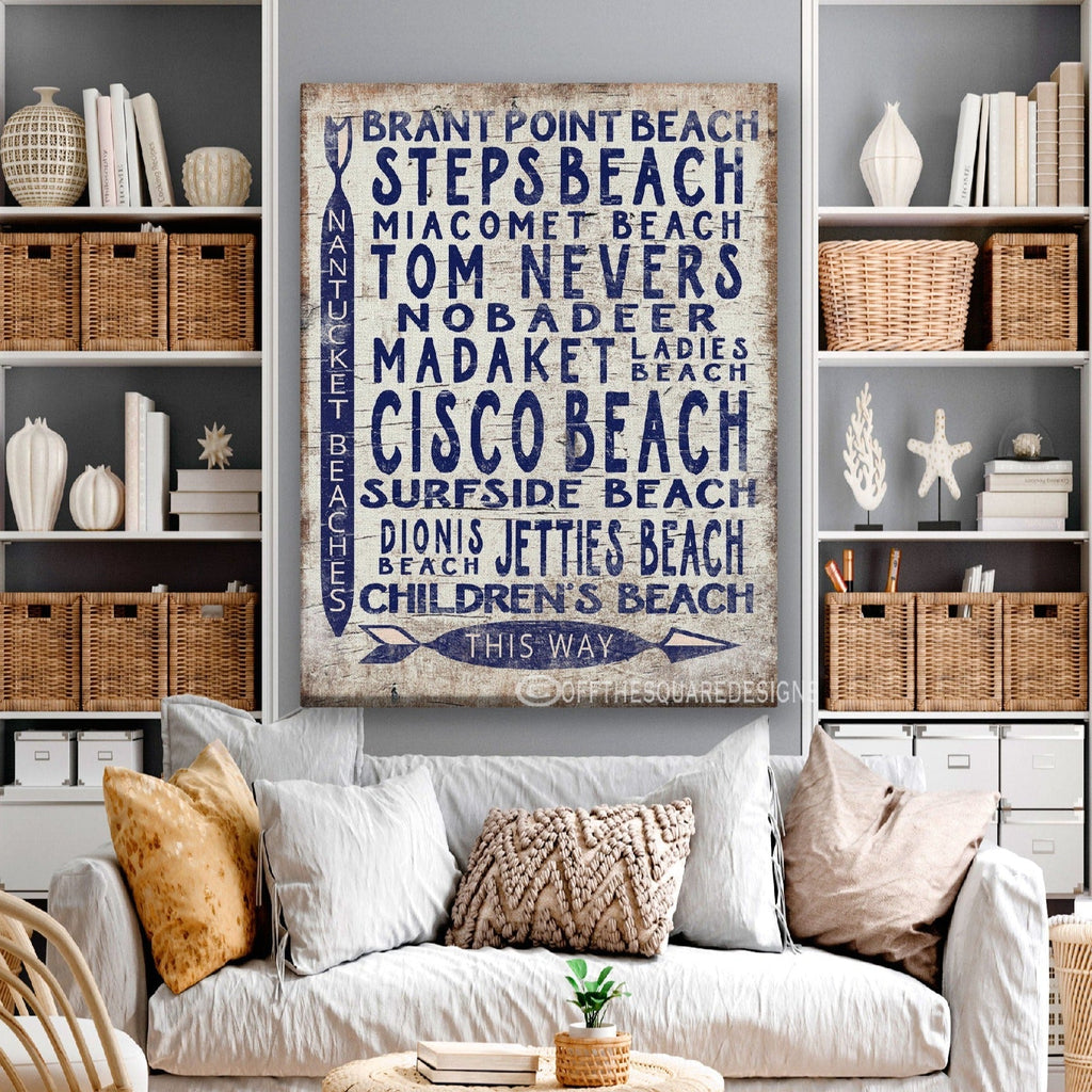 Vintage Nantucket Beaches Sign | Cisco Steps Madaket Surfside Beaches - thewrightstore