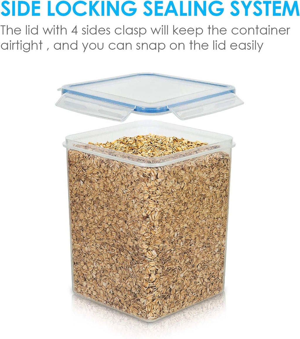 Vtopmart 5.2L (175Oz) Large Food Storage Containers - Set of 4 BPA-Free Airtight Canisters for Flour, Sugar, Baking Supplies, and Rice, Includes Lids, 4 Measuring Cups, and 24 Labels, Blue - thewrightstore