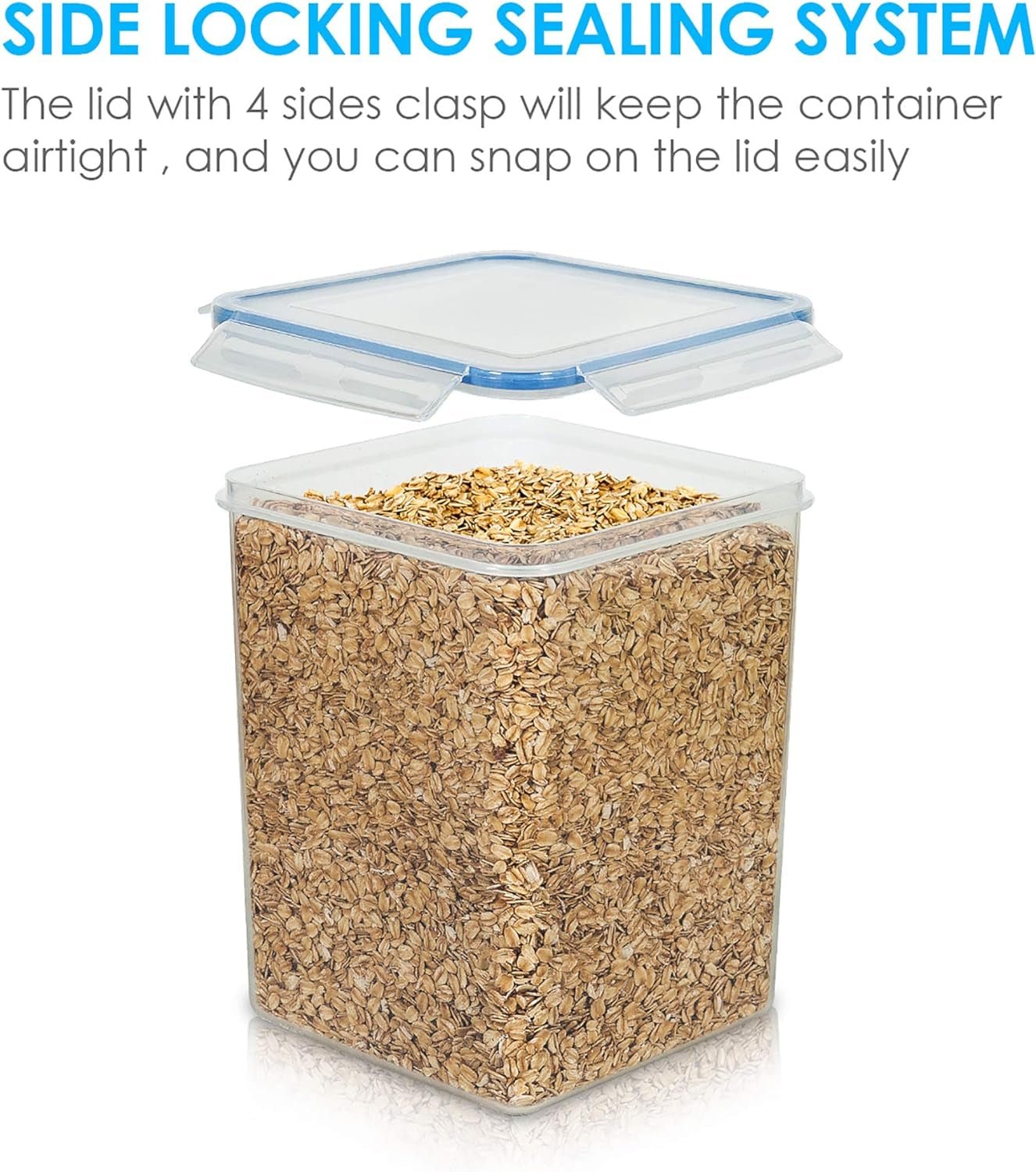Vtopmart 5.2L (175Oz) Large Food Storage Containers - Set of 4 BPA-Free Airtight Canisters for Flour, Sugar, Baking Supplies, and Rice, Includes Lids, 4 Measuring Cups, and 24 Labels, Blue - thewrightstore