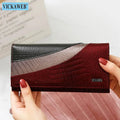 Wallet Female Patchwork Long Women Wallets Genuine Leather Purses Ladies Vintage Hasp Purse Alligator Standard Wallets - thewrightstore