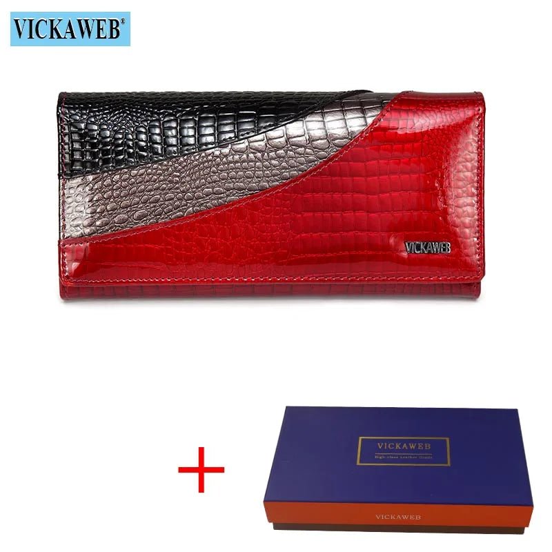 Wallet Female Patchwork Long Women Wallets Genuine Leather Purses Ladies Vintage Hasp Purse Alligator Standard Wallets - thewrightstore